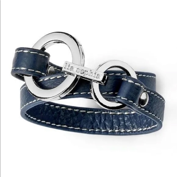 New Lia Sophia Bracelet Wrap Star Navy Blue leather double wrap w/ silver clasp - Picture 1 of 9